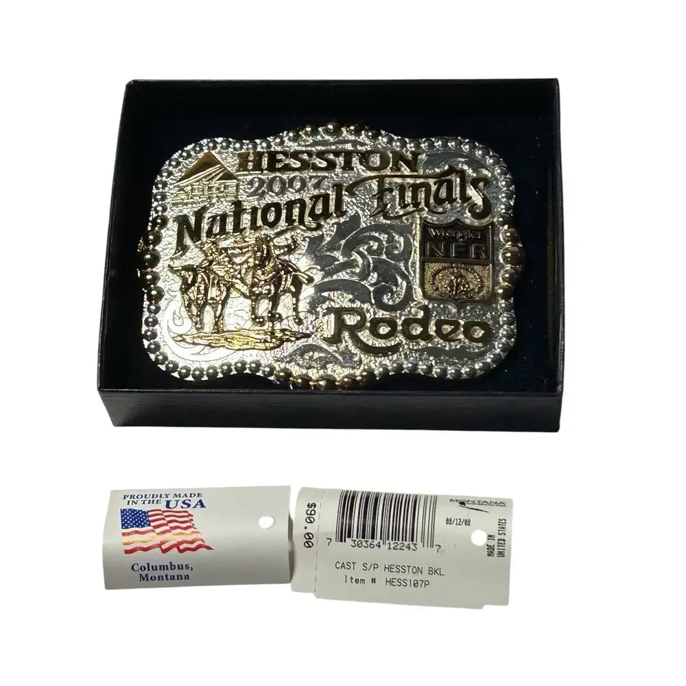 2007 Hesston Wrangler National Finals Rodeo Montana Silversmiths Buckle USA MADE